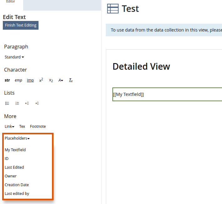 Screenshot Platzhalter im Seiteneditor